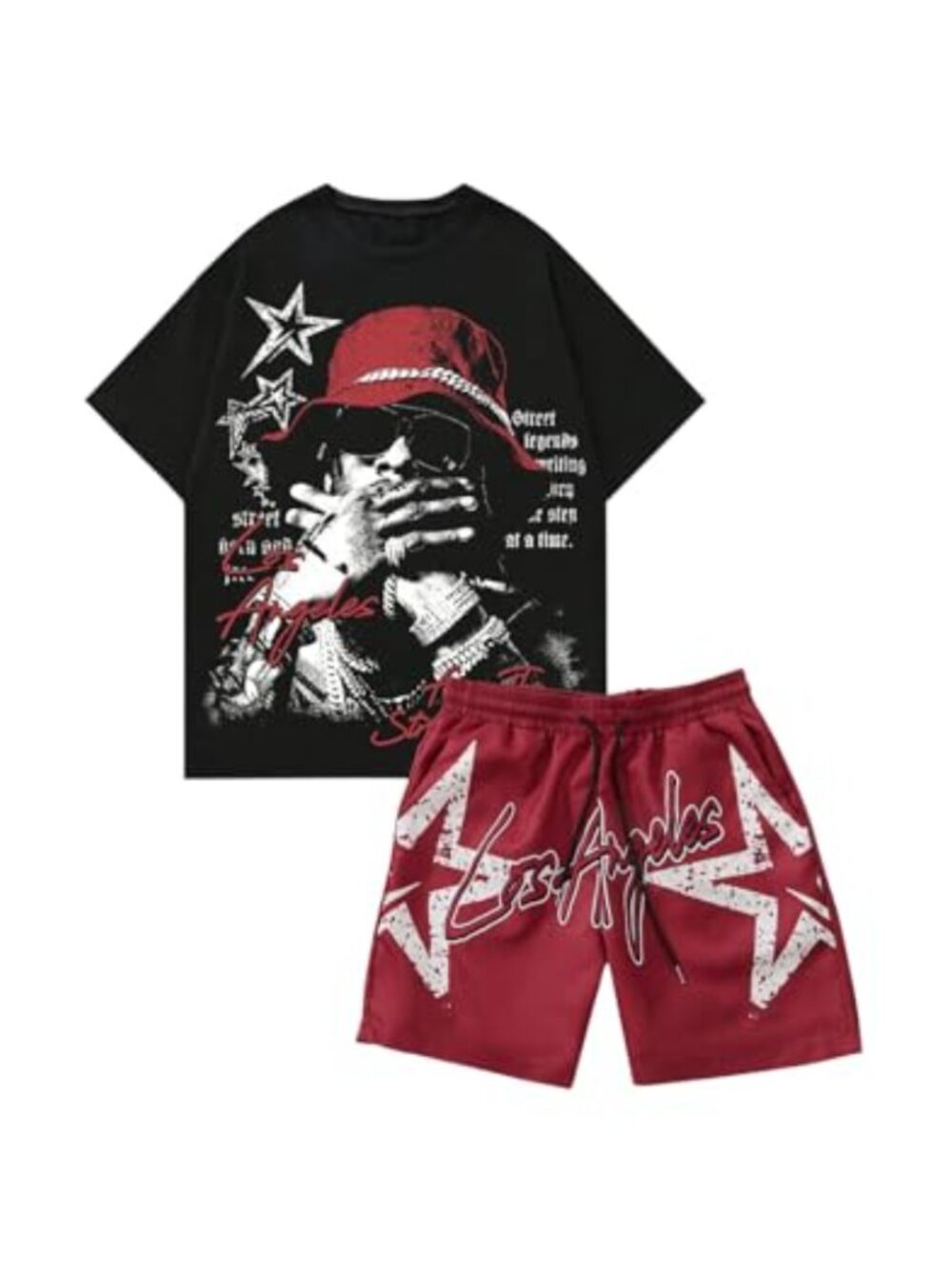 2 Piece Graphic Tee and Shorts Set, Drawstring Waist, Summer Vacation Outfit,